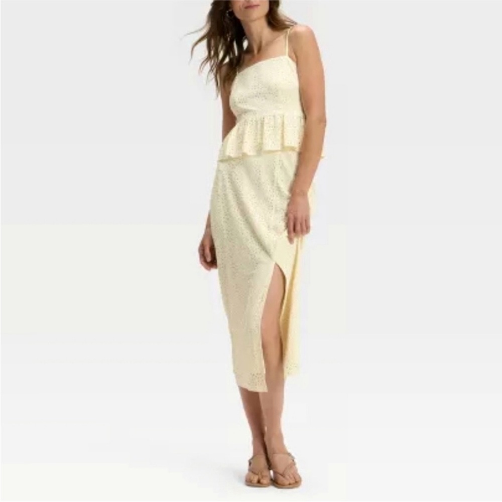 A New Day Cream Eyelet Tank Skirt Set Cream